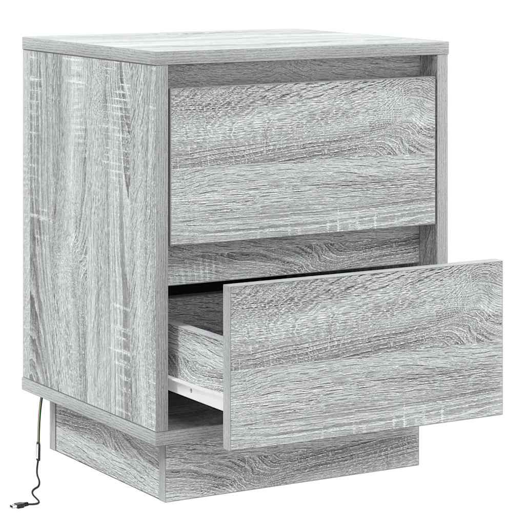 Natskab med skuffe 2 pcs Grå 39 x 34.5 x 50 cm Konstrueret træ