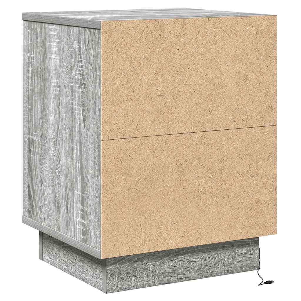 Natskab med skuffe 2 pcs Grå 39 x 34.5 x 50 cm Konstrueret træ