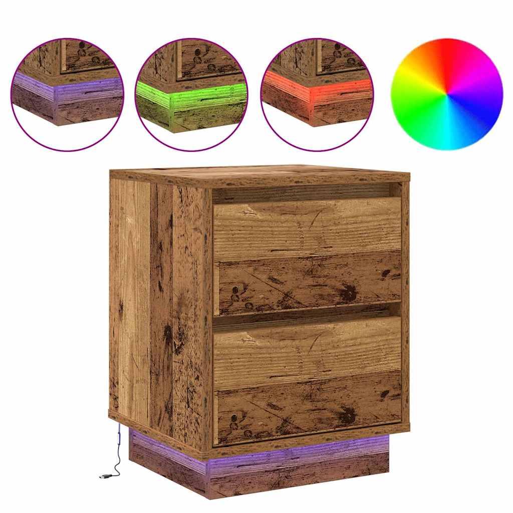 Natskab med 2 pcs Gammelt træ 39 x 34.5 x 50 cm Konstrueret træ