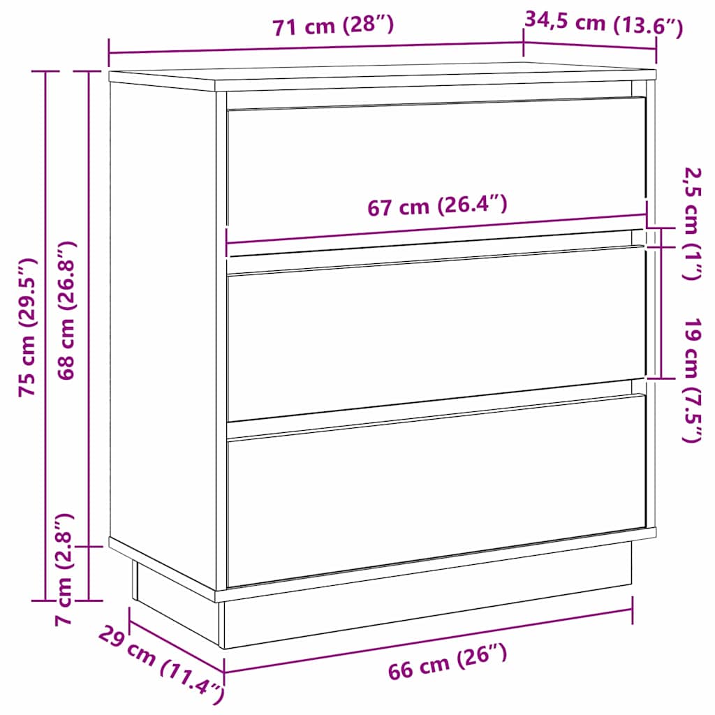 Natskab med Gammelt træ 71 x 34.5 x 75 cm Konstrueret træ