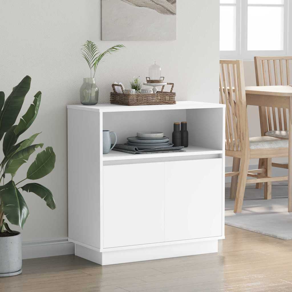 Sideboard med LED Hvid 71 x 34.5 x 75 cm Konstrueret træ