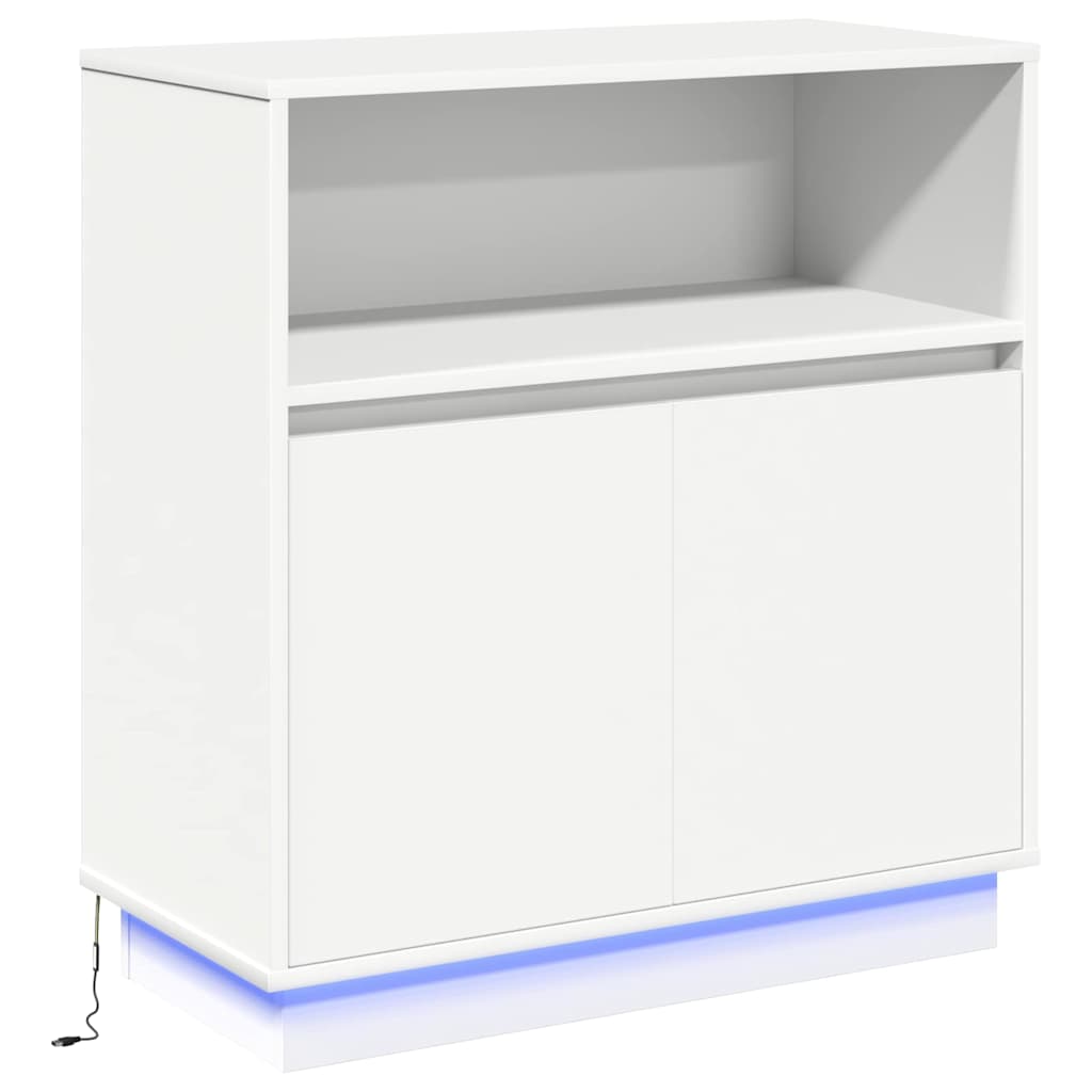 Sideboard med LED Hvid 71 x 34.5 x 75 cm Konstrueret træ