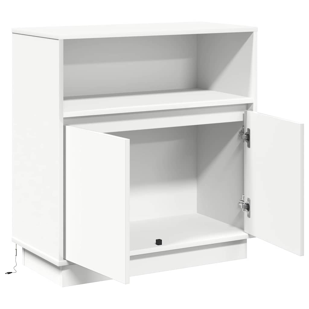 Sideboard med LED Hvid 71 x 34.5 x 75 cm Konstrueret træ