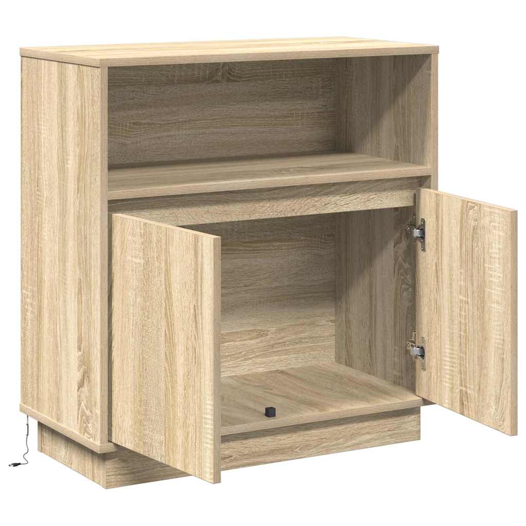 Sideboard med LED Sonoma-eg 71 x 34.5 x 75 cm Konstrueret træ