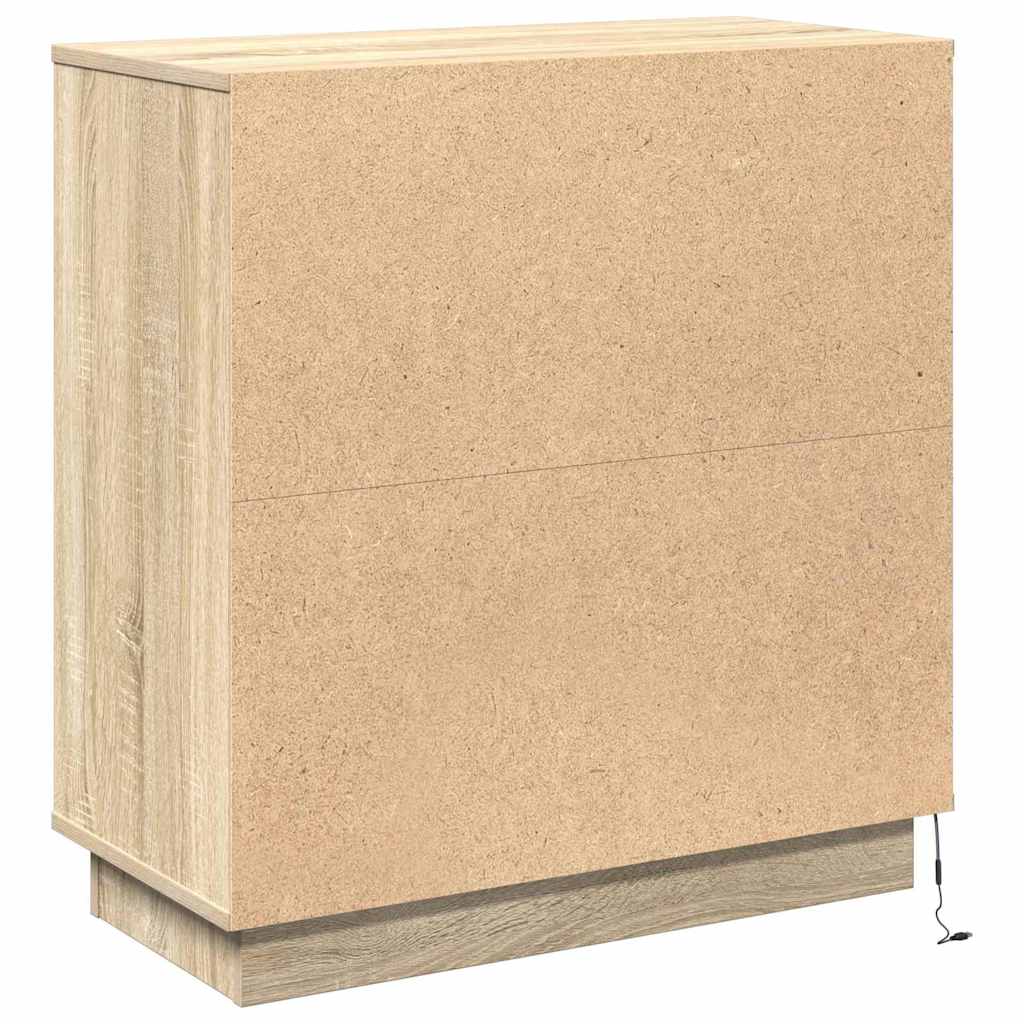 Sideboard med LED Sonoma-eg 71 x 34.5 x 75 cm Konstrueret træ