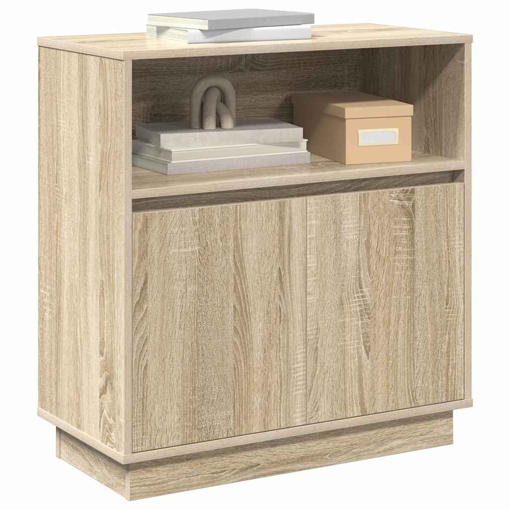 Sideboard med LED Sonoma-eg 71 x 34.5 x 75 cm Konstrueret træ