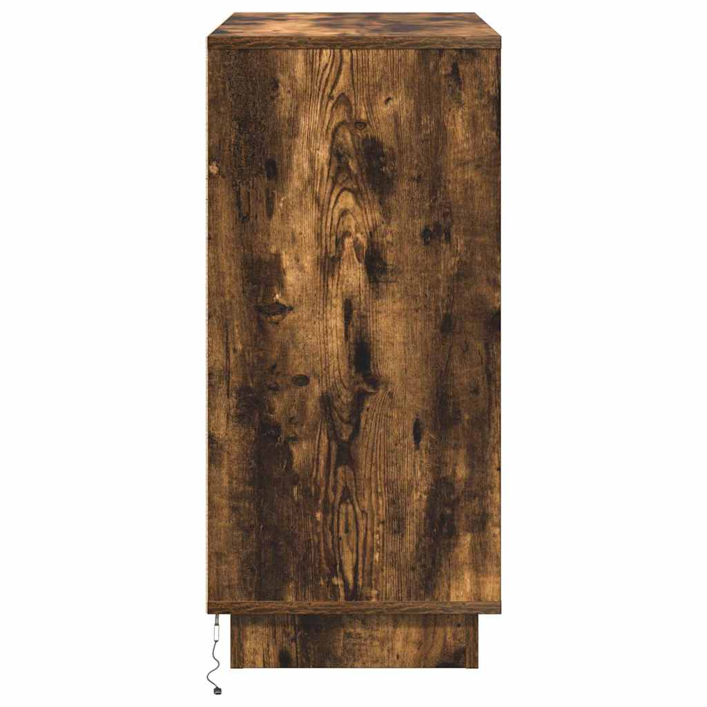 Sideboard med LED Røget eg 71 x 34.5 x 75 cm Konstrueret træ