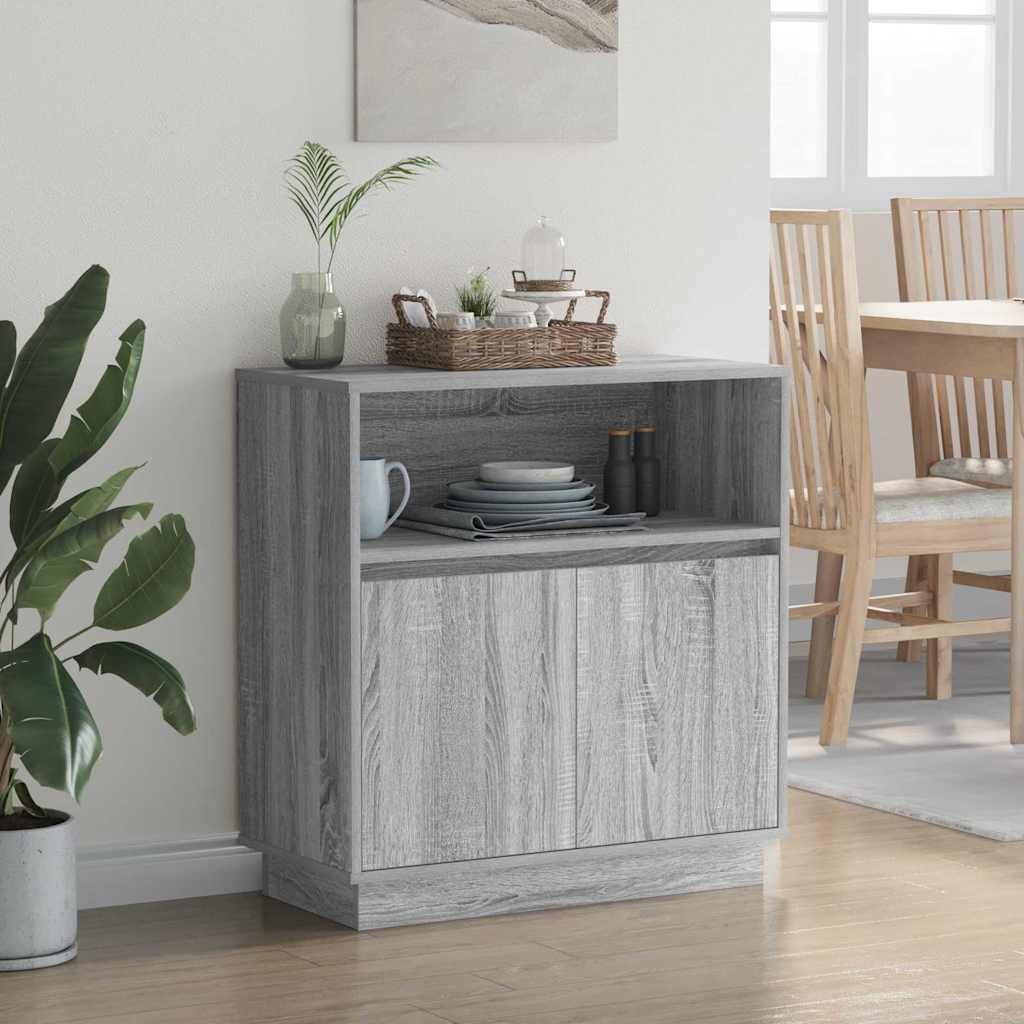 Sideboard med LED Grå sonoma-eg 71 x 34.5 x 75 cm