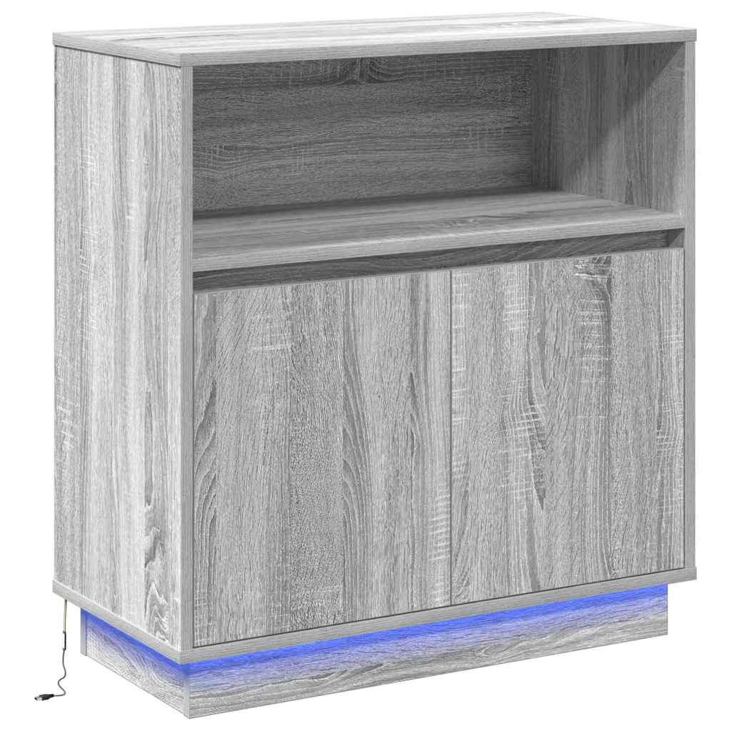 Sideboard med LED Grå sonoma-eg 71 x 34.5 x 75 cm