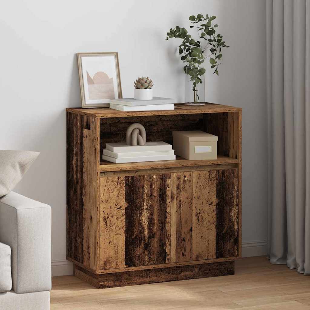 Sideboard med LED Gammelt træ 71 x 34.5 x 75 cm Konstrueret træ