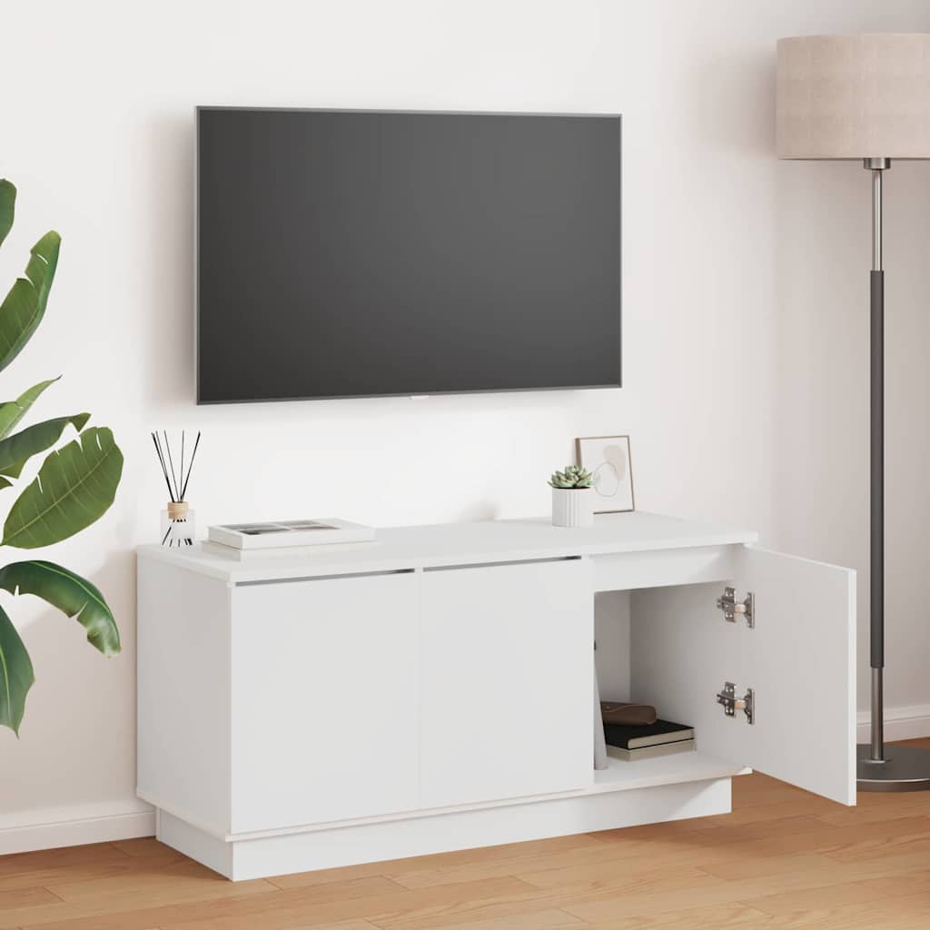 TV Skab med LED Hvid 100 x 38 x 49 cm Konstrueret træ