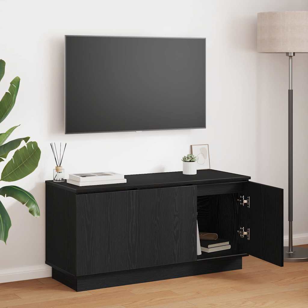 TV Skab med LED Sort eg 100 x 38 x 49 cm Konstrueret træ