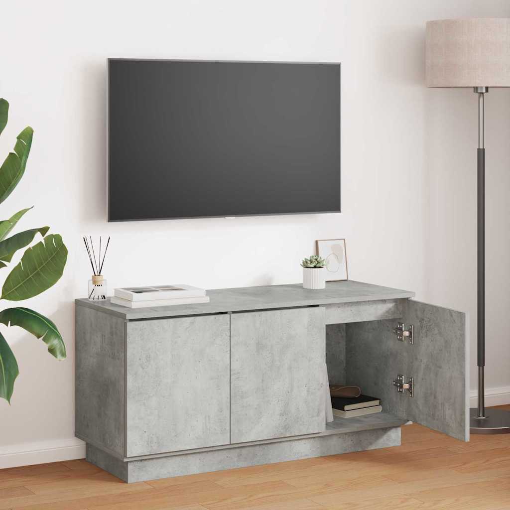 TV Skab med LED Betongrå 100 x 38 x 49 cm Konstrueret træ
