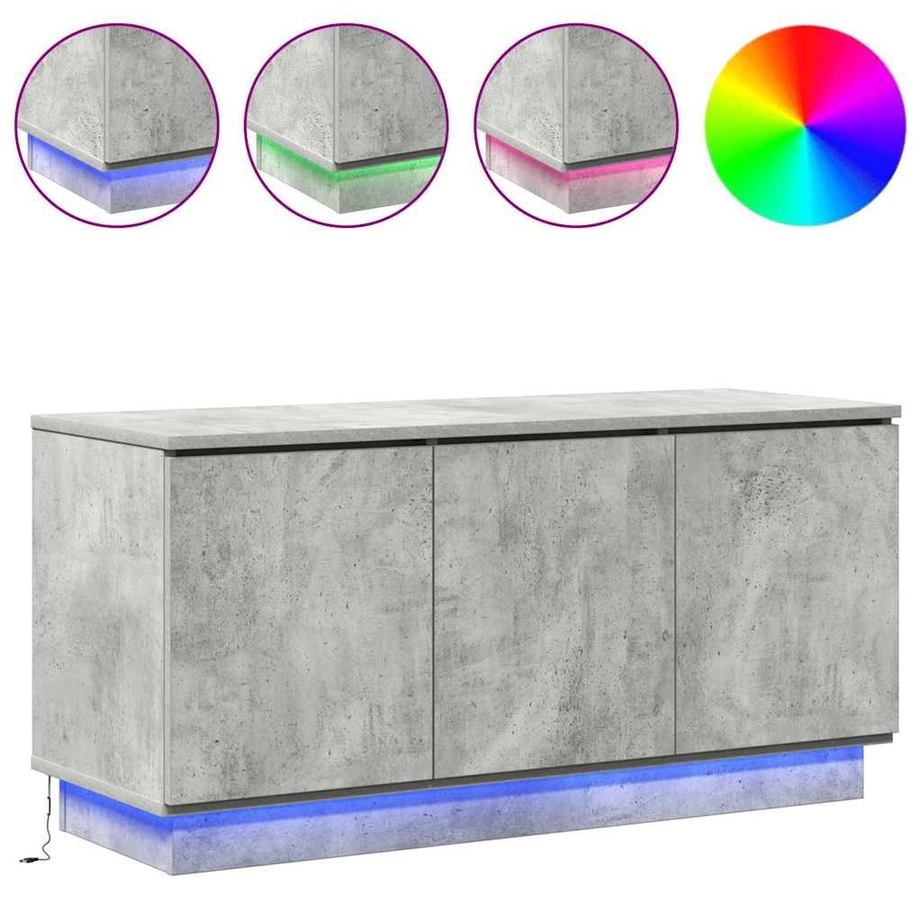 TV Skab med LED Betongrå 100 x 38 x 49 cm Konstrueret træ