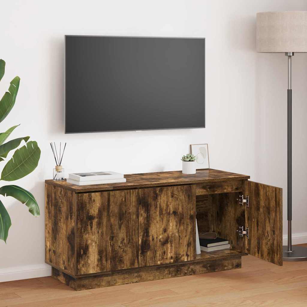 TV Skab med LED Røget eg 100 x 38 x 49 cm Konstrueret træ