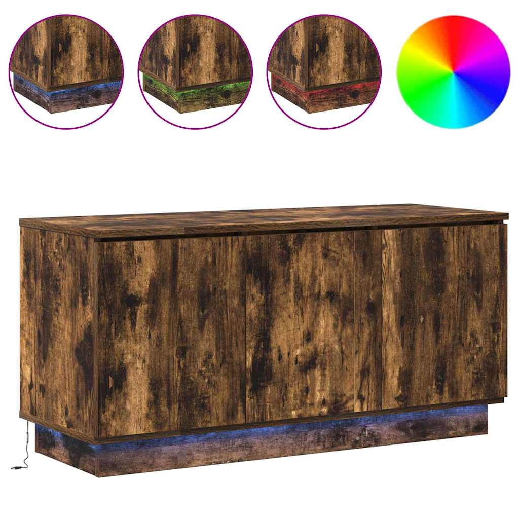 TV Skab med LED Røget eg 100 x 38 x 49 cm Konstrueret træ