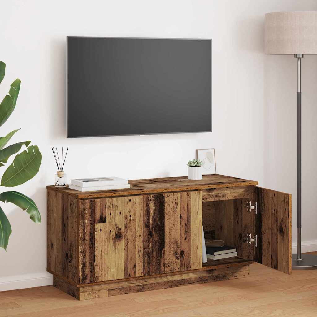 TV Skab med LED Gammelt træ 100 x 38 x 49 cm Konstrueret træ