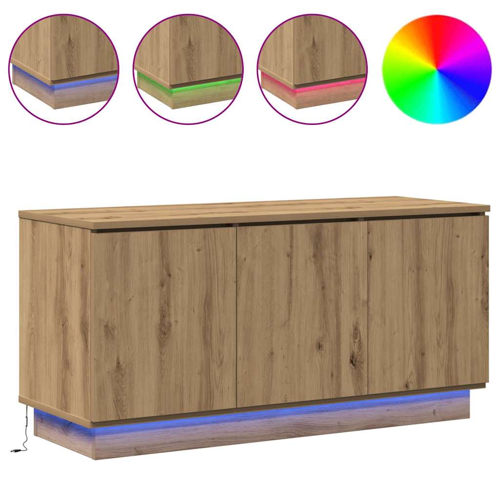 TV Skab med LED artisan eg 100 x 38 x 49 cm Konstrueret træ