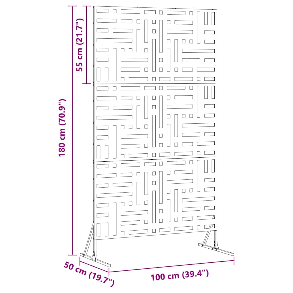 Privatlivsskærm Grå 100 x 50 x 180 cm Stål