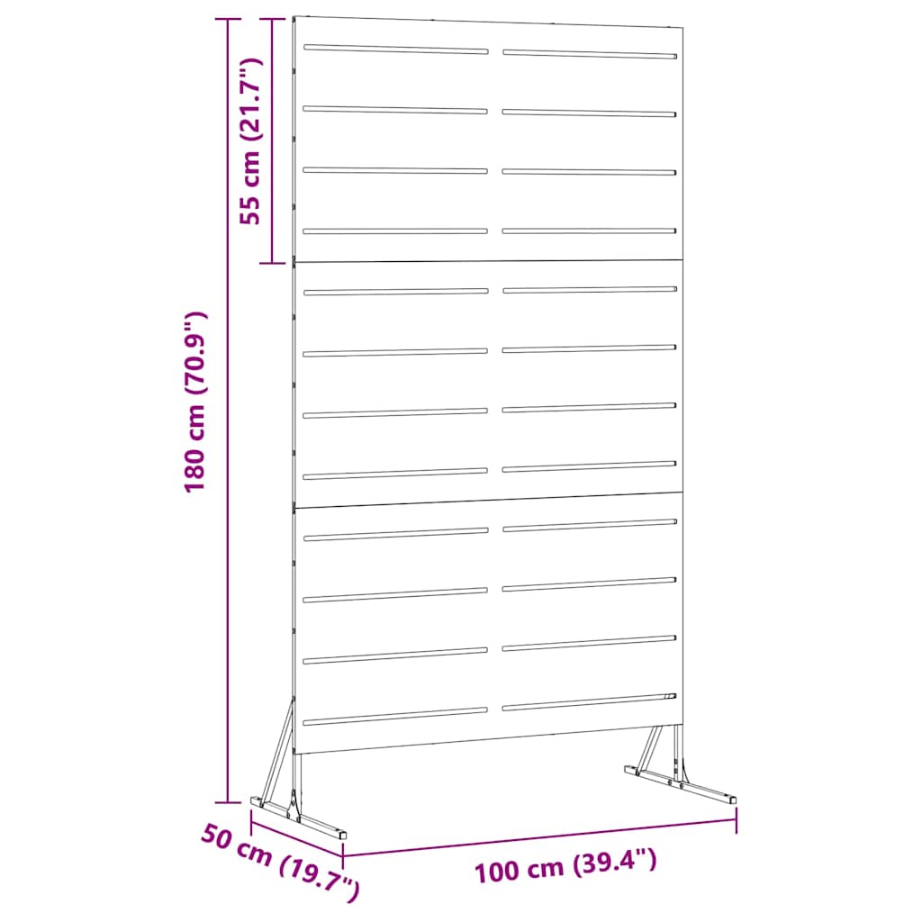 Privatlivsskærm Grå 100 x 50 x 180 cm Stål