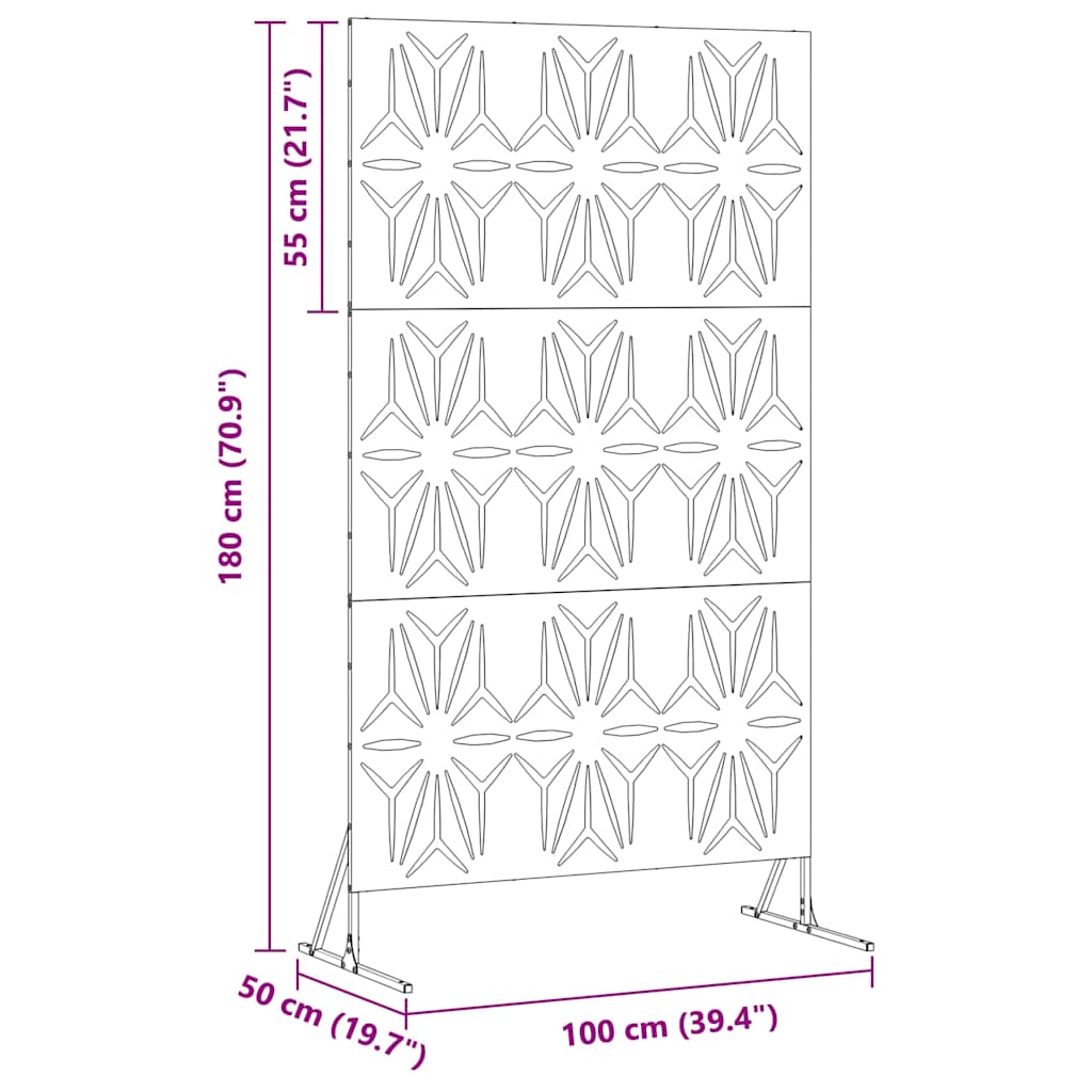 Privatlivsskærm Grå 100 x 50 x 180 cm Stål