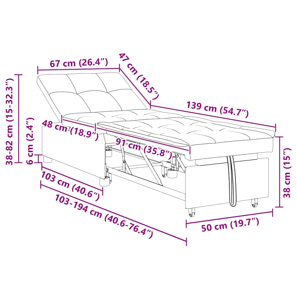 Sovesofa Blå 194 x 67 x 37 cm Stof