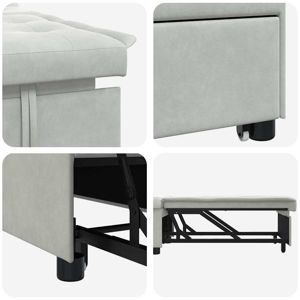Sovesofa Lysegrå 67 x 194 x 38 cm Fløjl