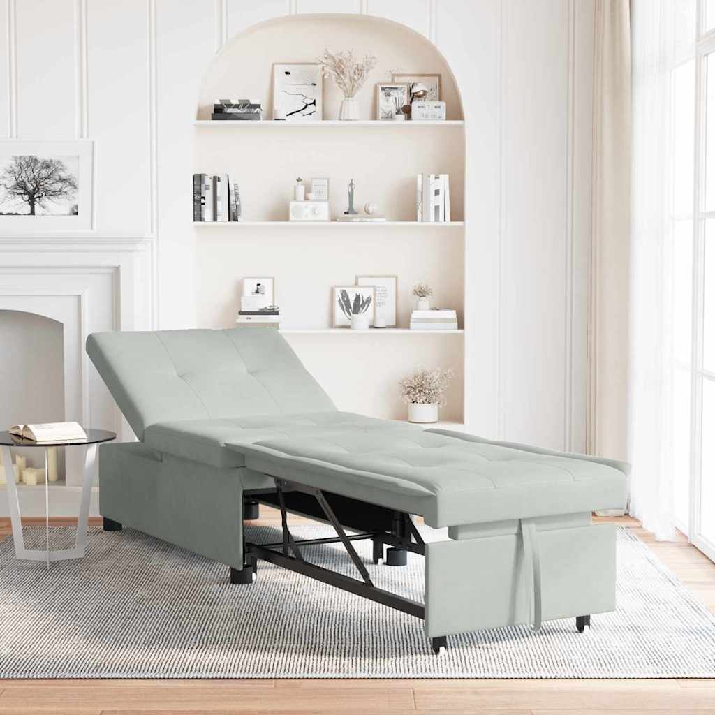 Sovesofa Lysegrå 67 x 194 x 38 cm Fløjl