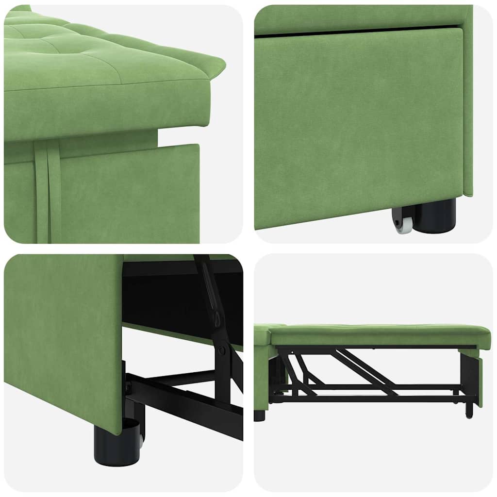 Sovesofa Lysegrøn 67 x 194 x 38 cm Fløjl