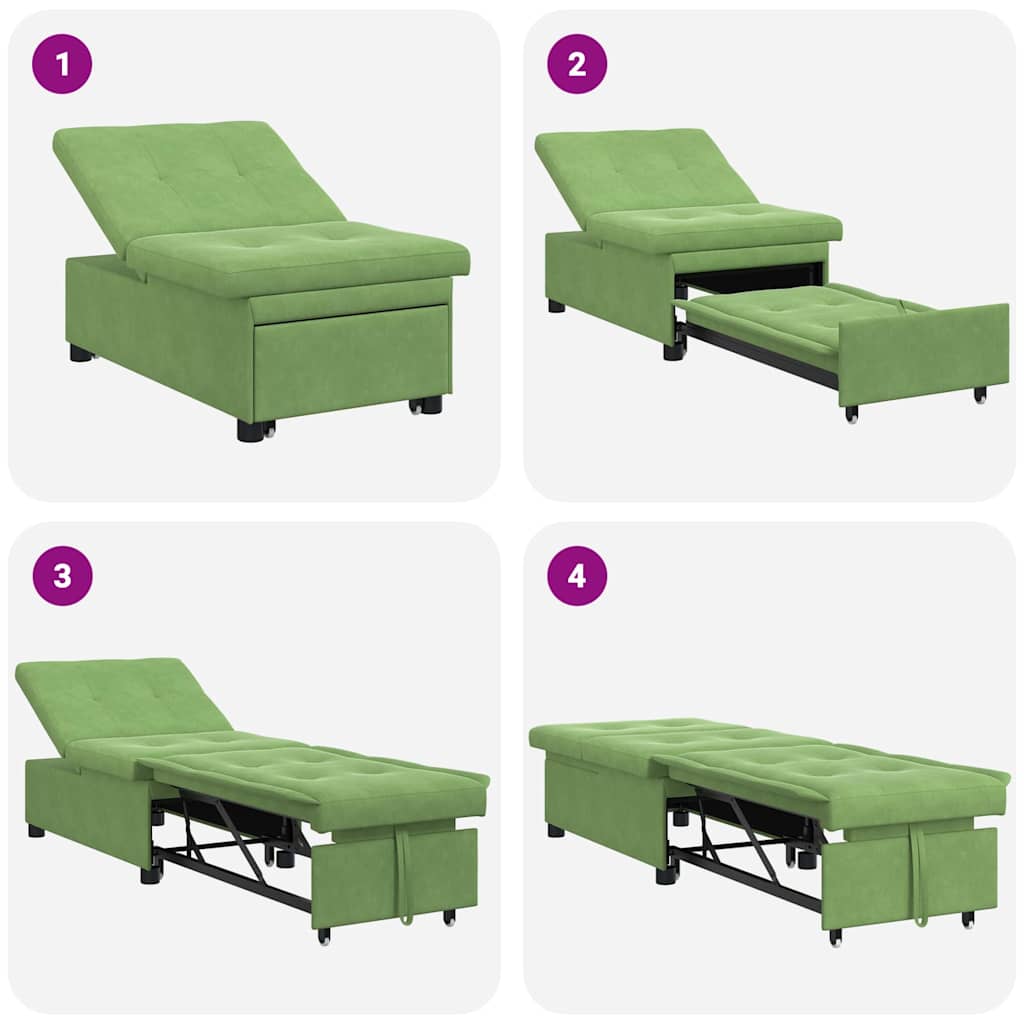Sovesofa Lysegrøn 67 x 194 x 38 cm Fløjl