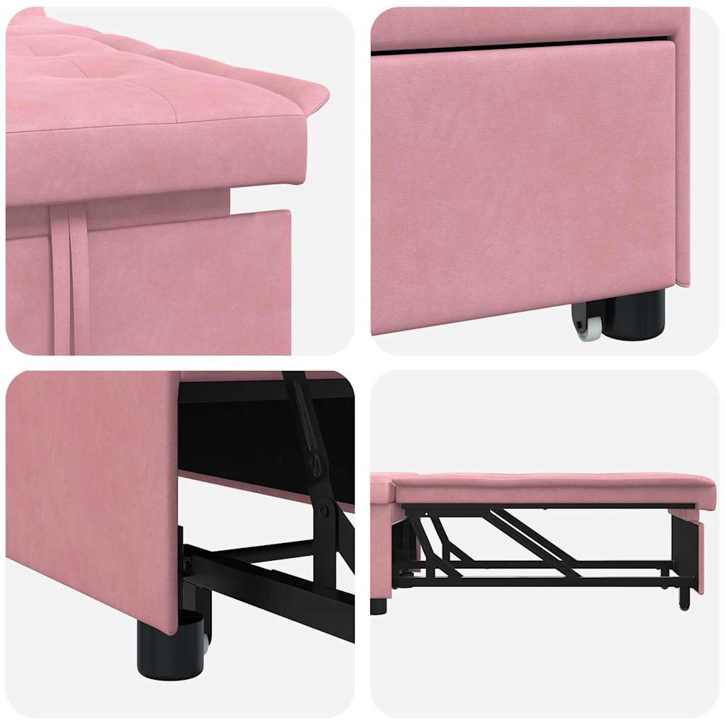 Sovesofa Lyserød 67 x 194 x 38 cm Fløjl