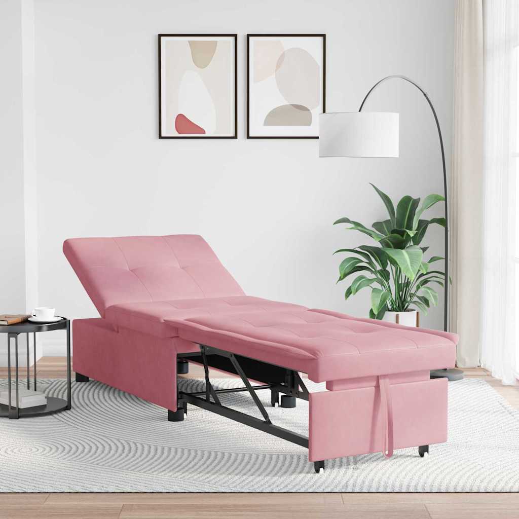 Sovesofa Lyserød 67 x 194 x 38 cm Fløjl