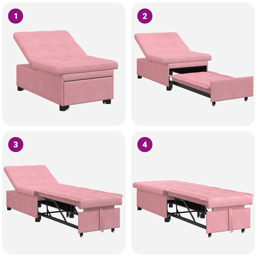 Sovesofa Lyserød 67 x 194 x 38 cm Fløjl
