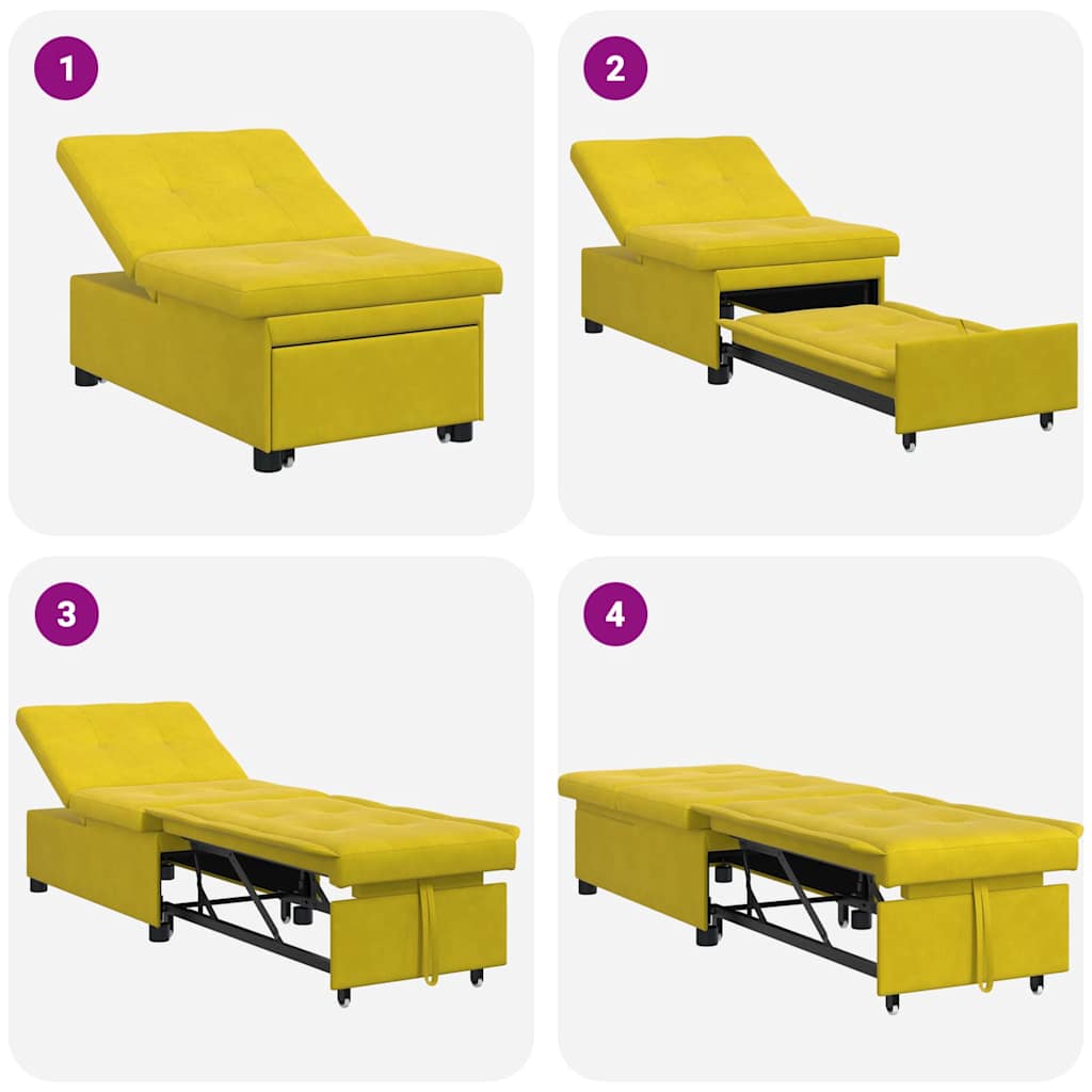 Sovesofa Gul 67 x 194 x 38 cm Fløjl