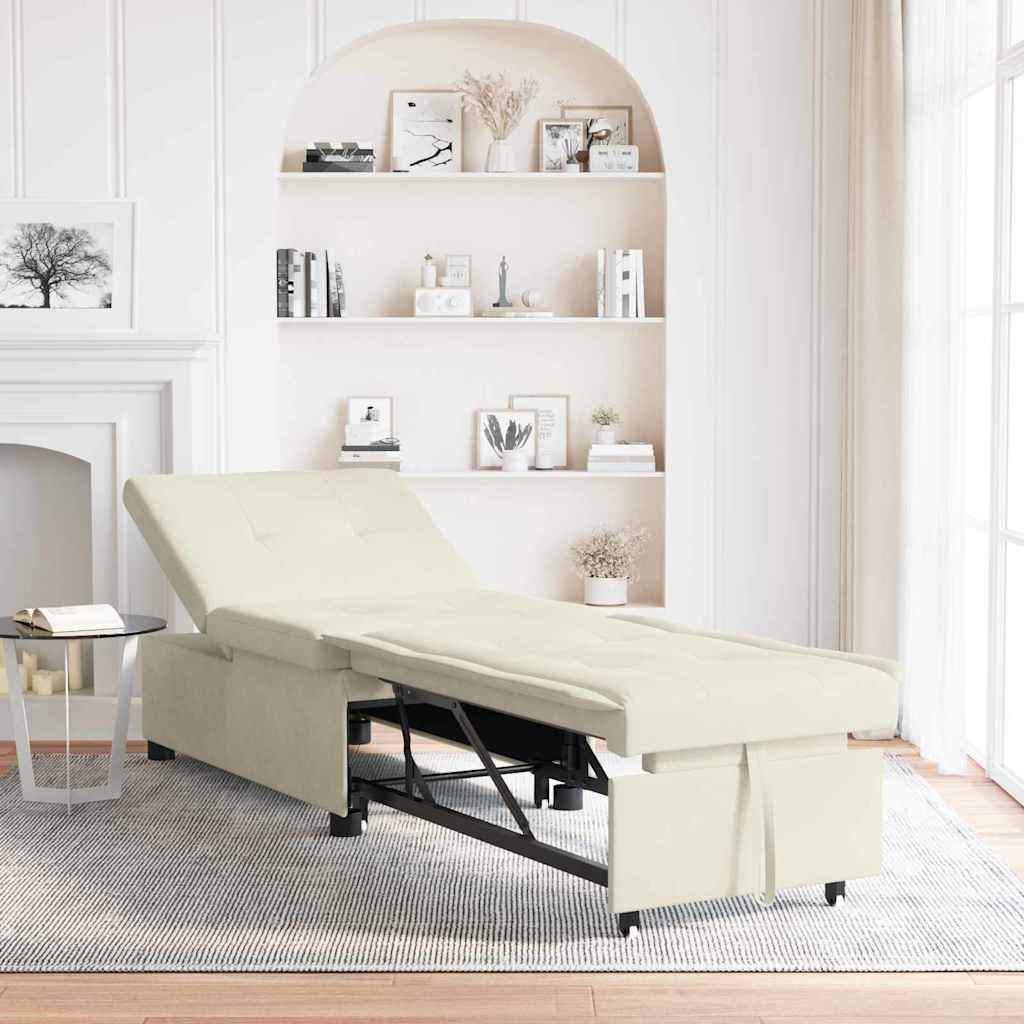 Sovesofa Creme 67 x 194 x 38 cm Fløjl