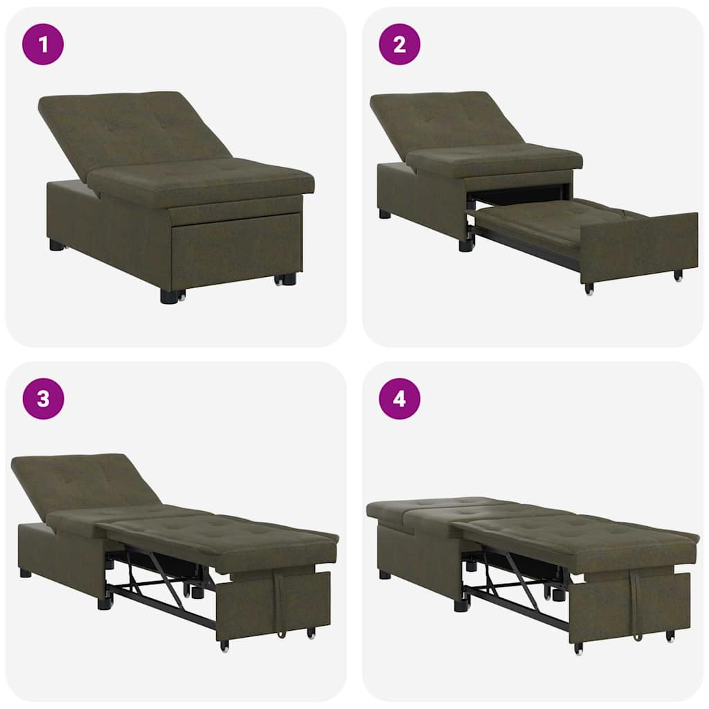 Sovesofa Army grøn 67 x 194 x 38 cm Faux suede læder