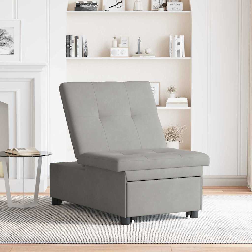 Sovesofa med pude Lysegrå 67 x 194 x 82 cm Mikrofiberstof