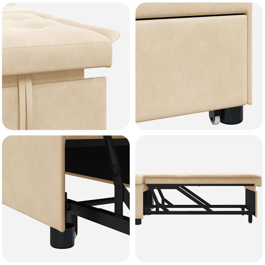 Sovesofa med pude Creme 67 x 194 x 82 cm Mikrofiberstof