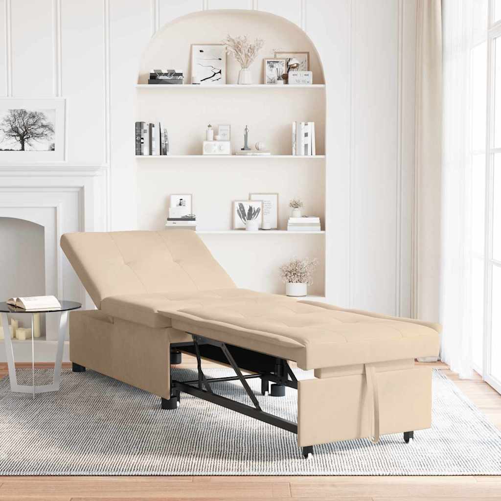 Sovesofa med pude Creme 67 x 194 x 82 cm Mikrofiberstof