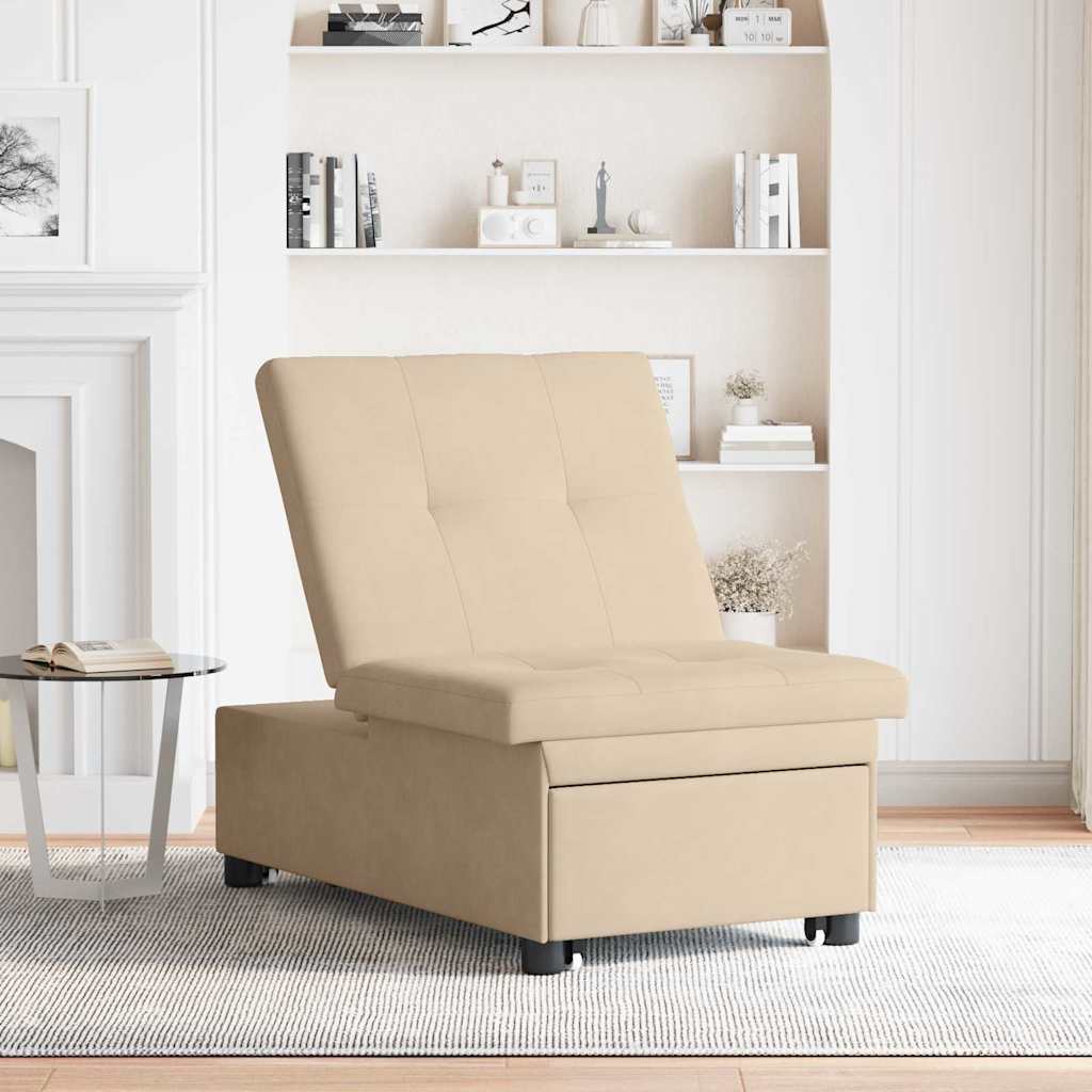 Sovesofa med pude Creme 67 x 194 x 82 cm Mikrofiberstof
