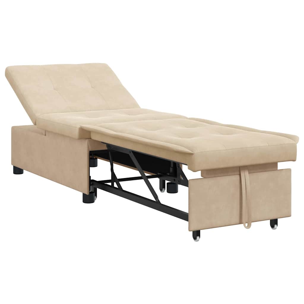 Sovesofa med pude Creme 67 x 194 x 82 cm Mikrofiberstof