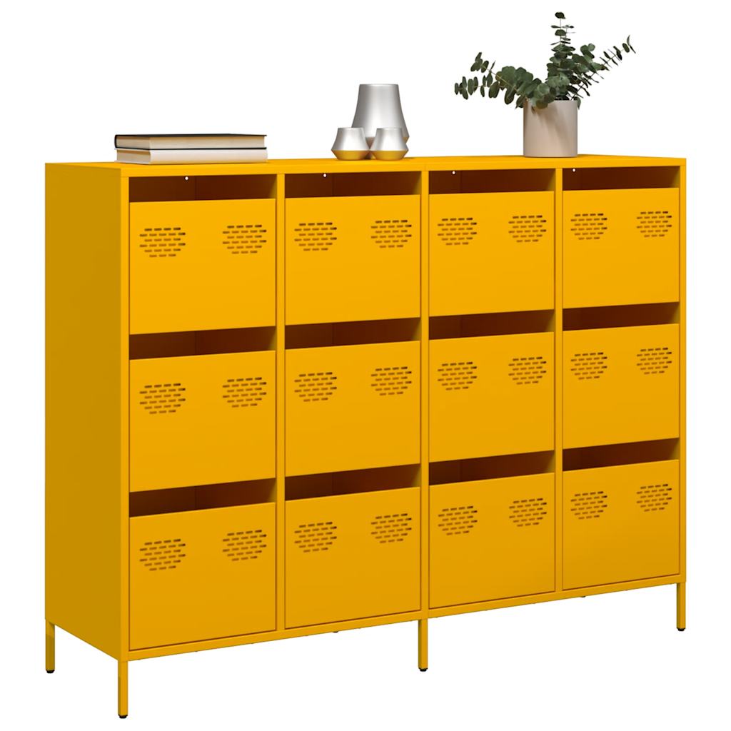 skab 135x39x103,5 cm koldvalset stål sennepsgul