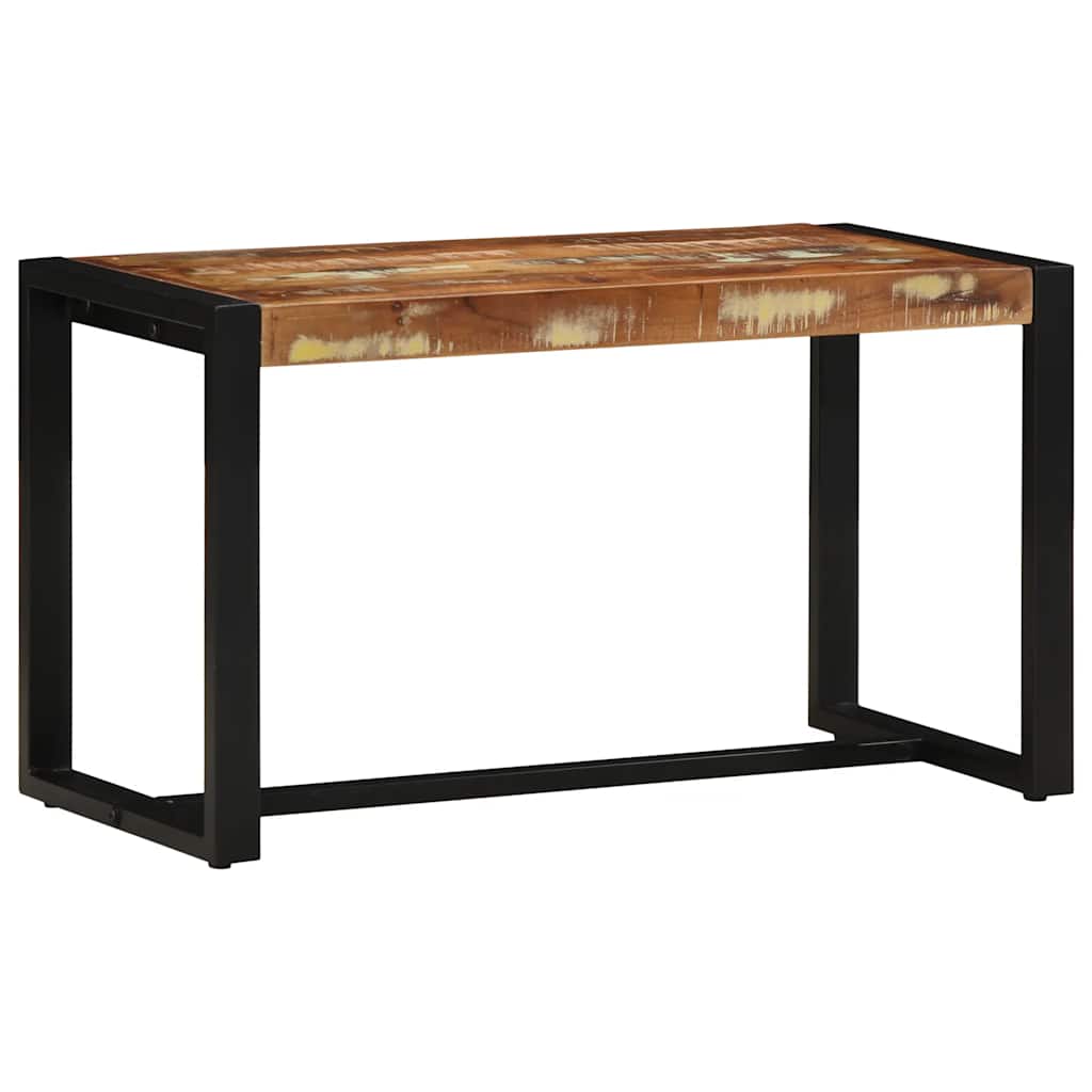 bænk 80x35x45 cm massivt genbrugstræ flerfarvet