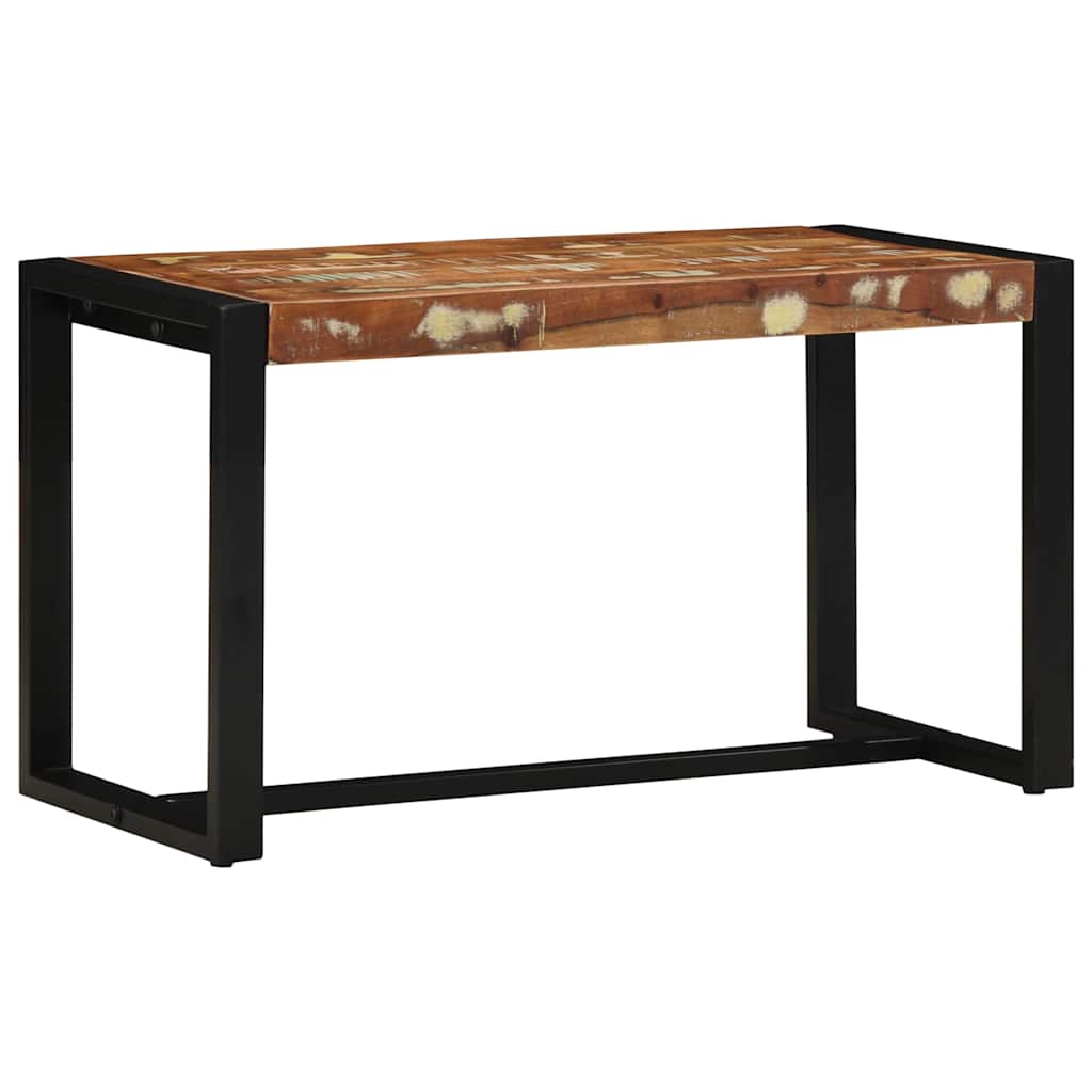 bænk 80x35x45 cm massivt genbrugstræ flerfarvet