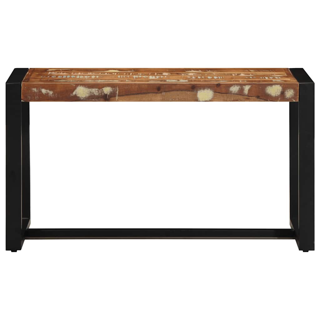 bænk 80x35x45 cm massivt genbrugstræ flerfarvet