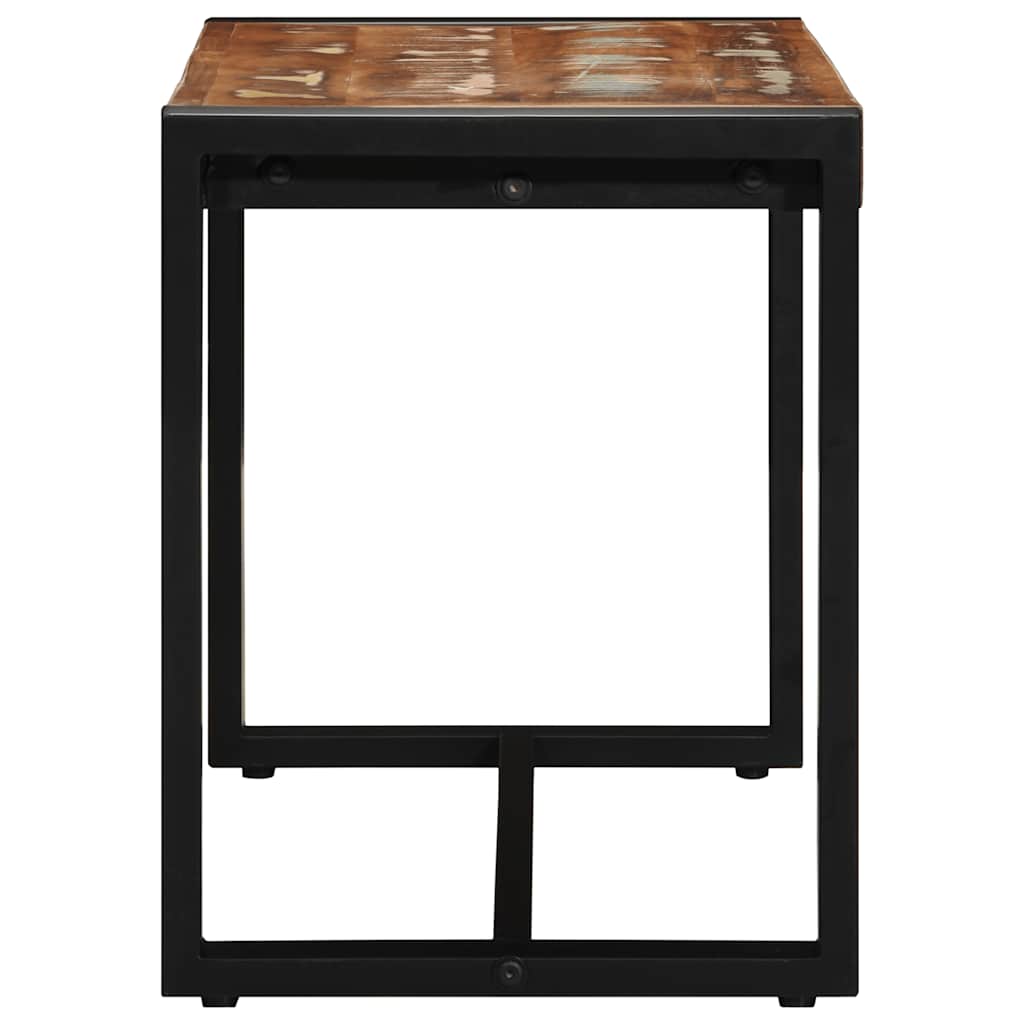 bænk 80x35x45 cm massivt genbrugstræ flerfarvet