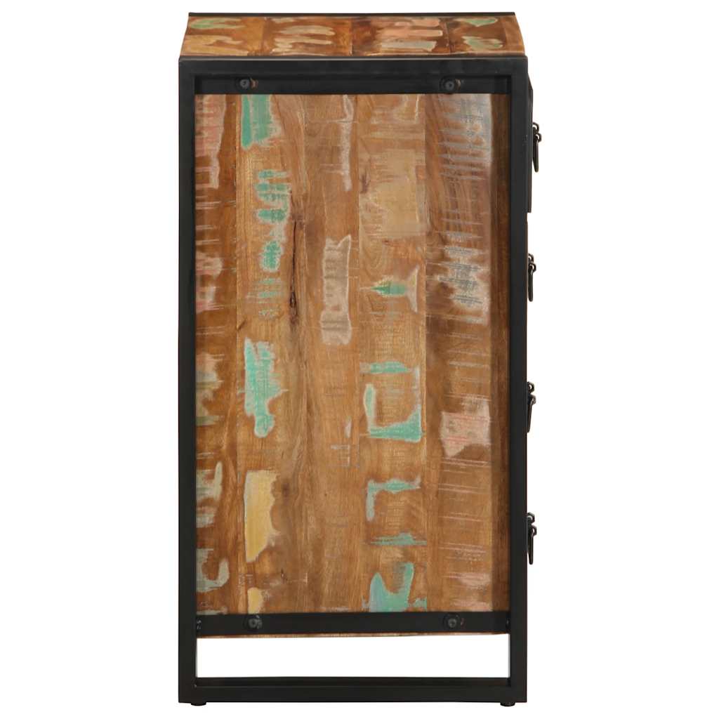 skuffeskab 40x40x75 cm massivt genbrugstræ flerfarvet