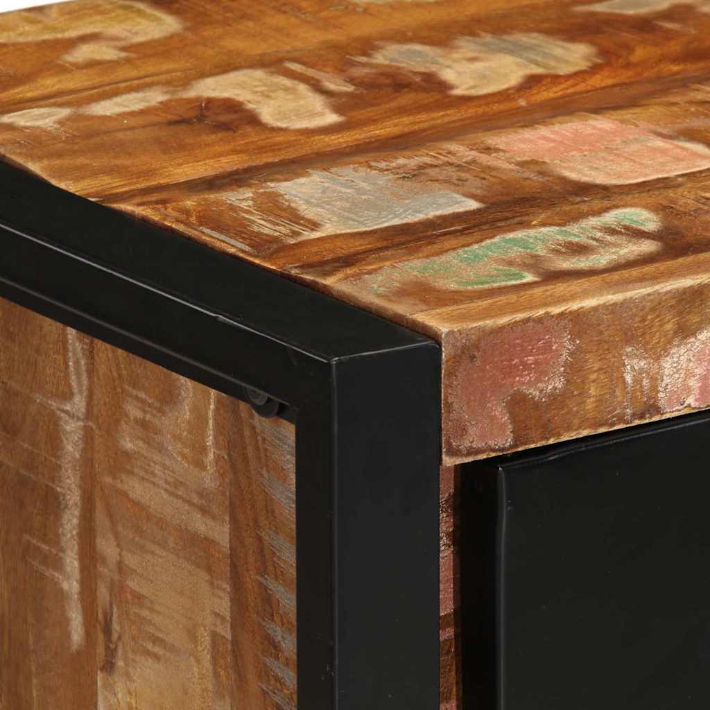 skuffeskab 40x40x75 cm massivt genbrugstræ flerfarvet