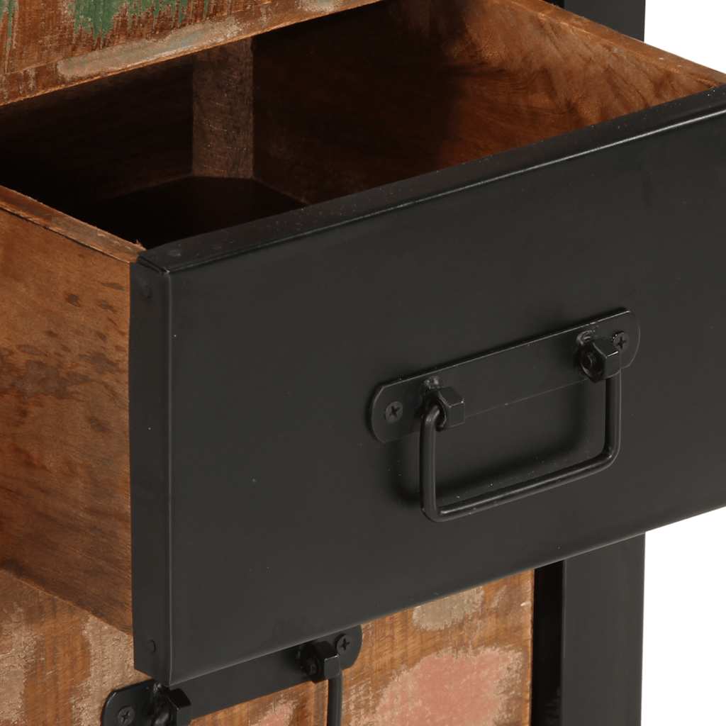 skuffeskab 40x40x75 cm massivt genbrugstræ flerfarvet