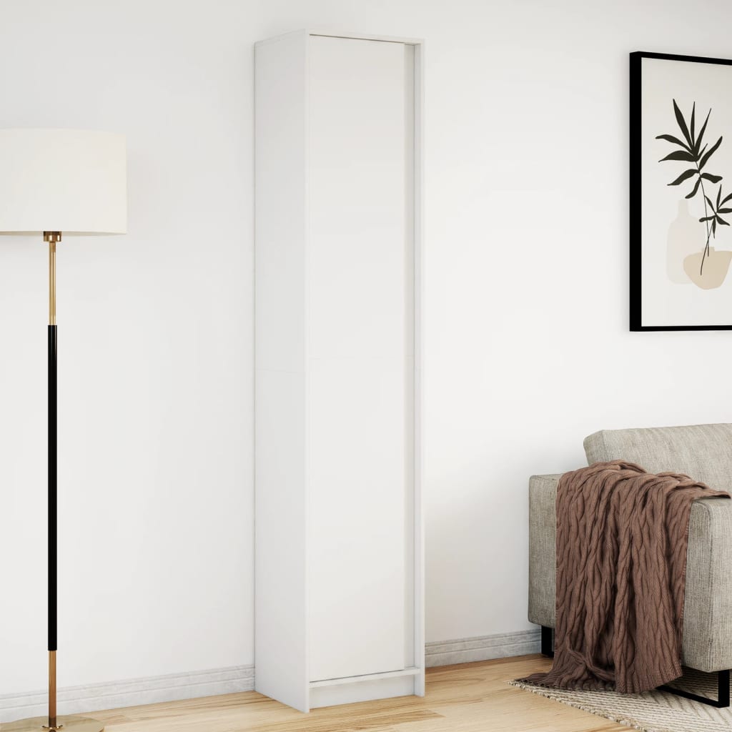 skab med LED-lys 41,5x32,5x200 cm konstrueret træ hvid